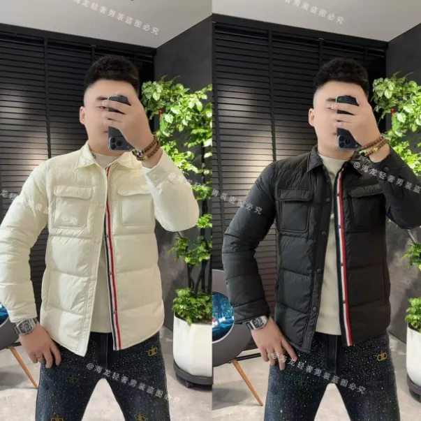 999 冬款织带按扣羽外套 轻便翻领保暖冬季高品质潮男高端