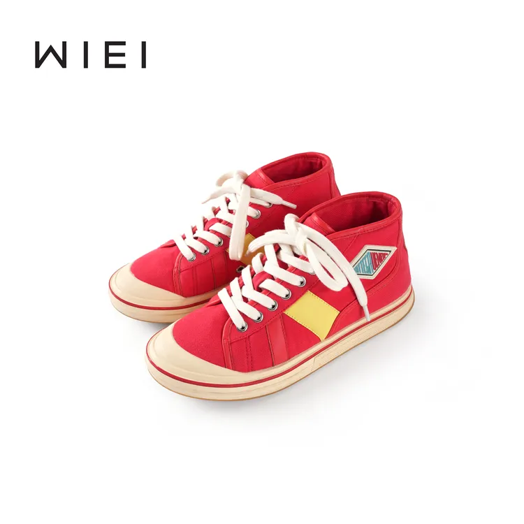 《WI EI》轻便时髦 复古头层牛皮拼布 撞色系带 时尚休闲鞋 5S018