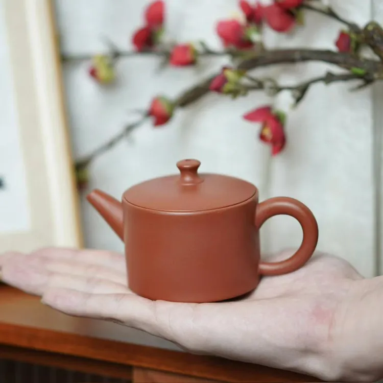 潮州朱泥全手工薄胎汉瓦壶三杯功夫小茶壶十孔出水纯手工