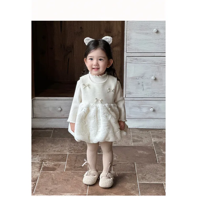 2025冬季新款加绒马甲连衣裙舒适女宝宝韩版洋气外穿裙子时尚潮童