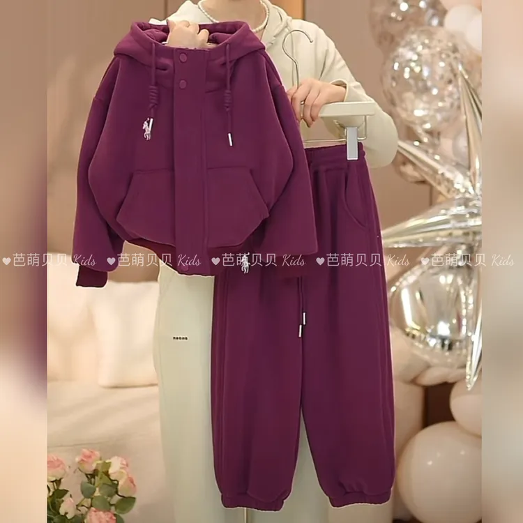 女童卫衣套装春秋2025爆款洋气儿童韩版时尚休闲衣服女大童运动服