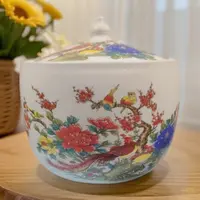 高度19口径18,5景德镇珐琅彩国色天香5斤装罐子236（盖子把手随机）