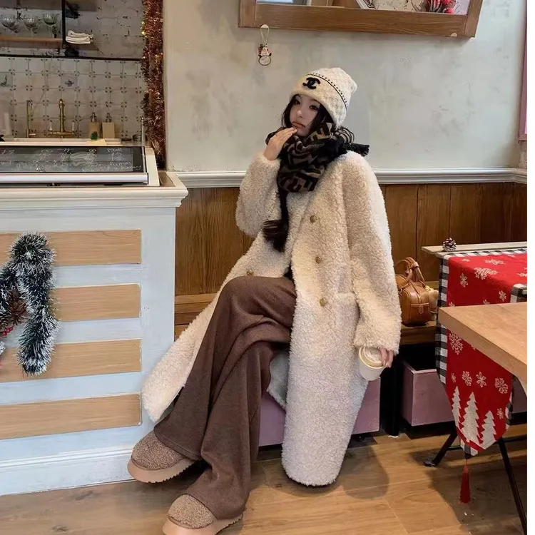 5135欧货新款设计感毛绒冬季外套长款气质大码宽松皮毛一体大衣