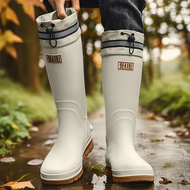 汐鲤高筒2025新款男女加厚加绒冬季雨靴一体绒长筒水鞋套鞋胶鞋