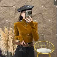 范范力推--2025秋显气质半高领长袖T恤女纯色百搭修身显瘦打底衫