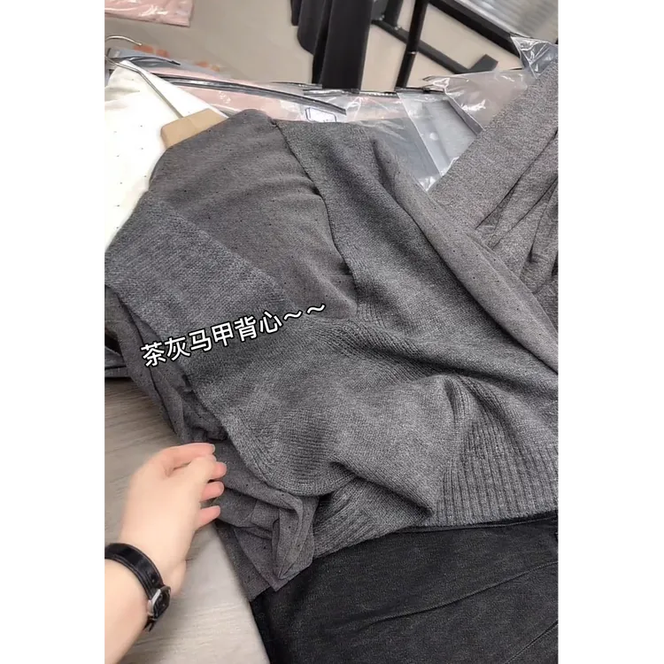 早秋新款韩系百搭针织马甲背心内搭打底衫2025时尚洋气两件套女潮