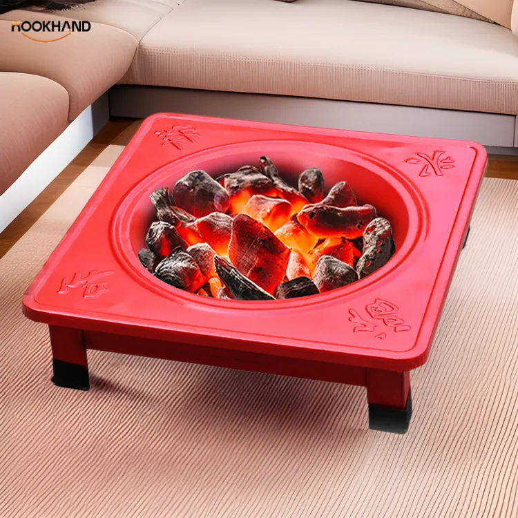 红色火盆烧烤取暖盆烤火盆木炭盆家用室内烧炭盆厂家户外加厚老式