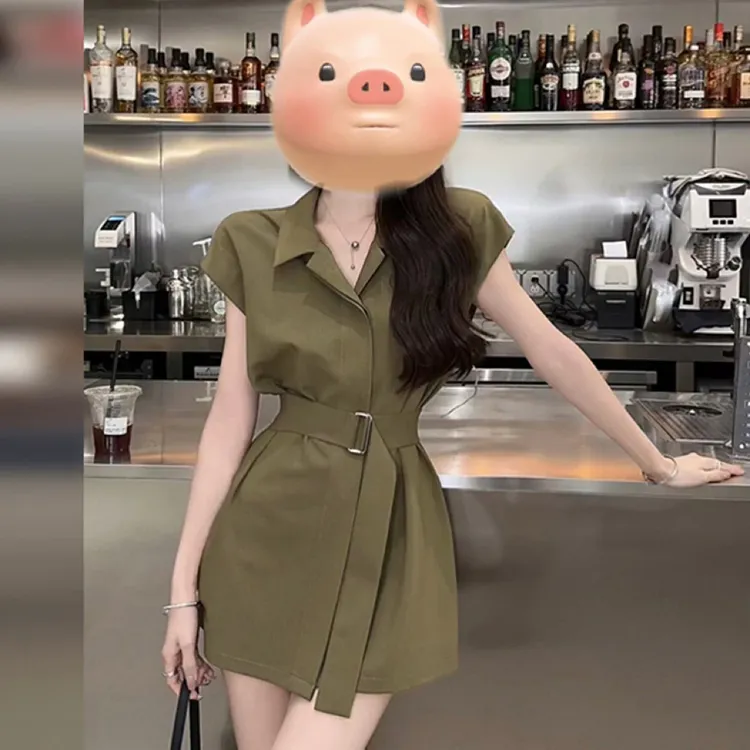 【三件套】【纯纯】小个子衬衫连衣裙子女夏季2025新款法式套装1194