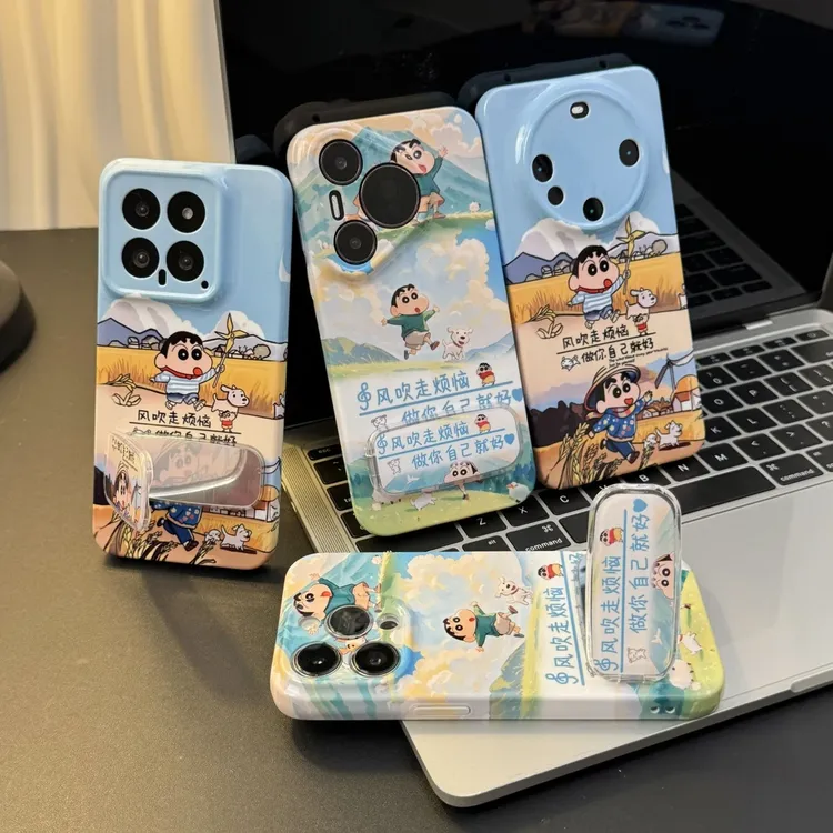 BANCA小新风吹走烦恼支架适用苹果16菲林手机壳华为vivo小米oppo