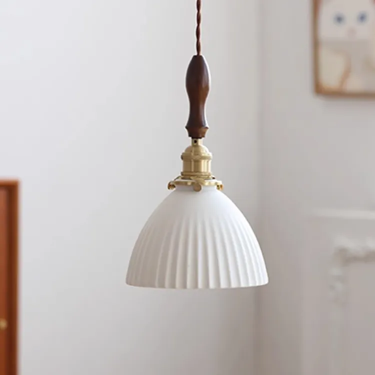 日式复古黄铜陶瓷小吊灯侘寂风餐厅北欧简约玄关吧台卧室床头吊灯