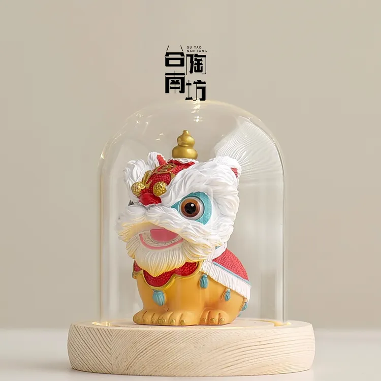 醒狮实心客厅玄关摆件创意可爱茶宠一对装开年礼物喜庆吉祥狮子
