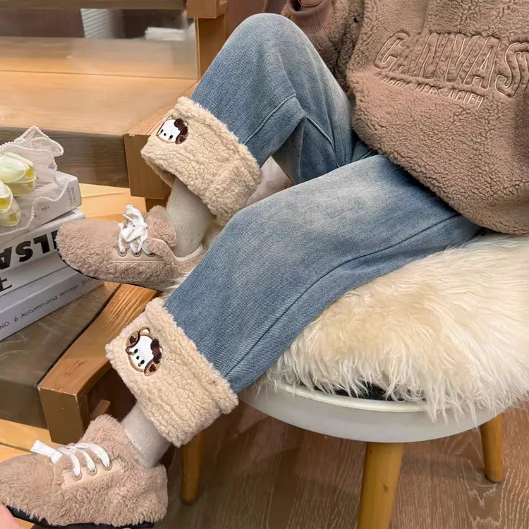 2025新款女童秋冬款加绒加厚直筒牛仔长裤保暖休闲冬季装儿童洋气