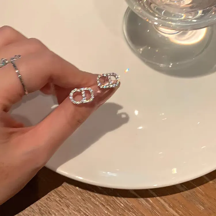 925银耳饰 925银针韩系时尚CD锆石银色耳钉