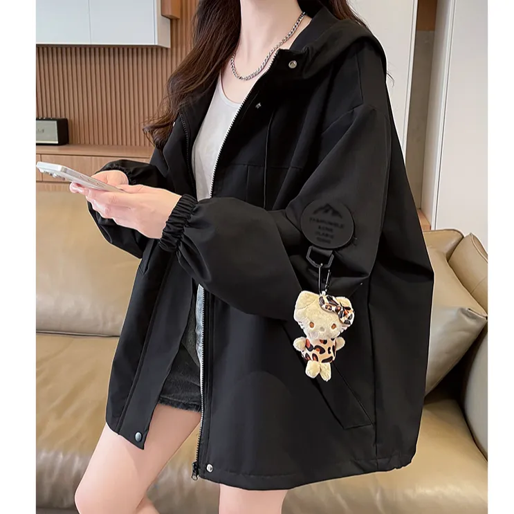 15岁女大童连帽冲锋衣外套13少女孩12初中小学生春秋宽松工装夹克