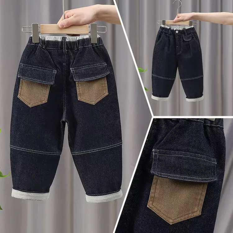 男童牛仔裤春秋季2025新款儿童秋装痞帅宝宝长裤男孩秋季帅气裤子