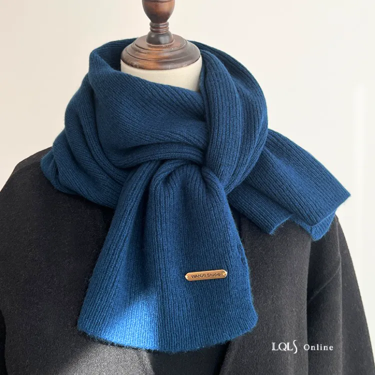 特调CHIC纯羊毛针织韩版围巾情侣气质百搭围脖冬季加厚保暖红色