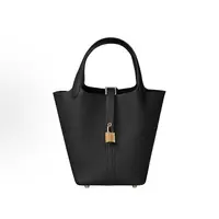 99新 Hermes/爱马仕 爱马仕菜篮子18黑色金扣/银扣