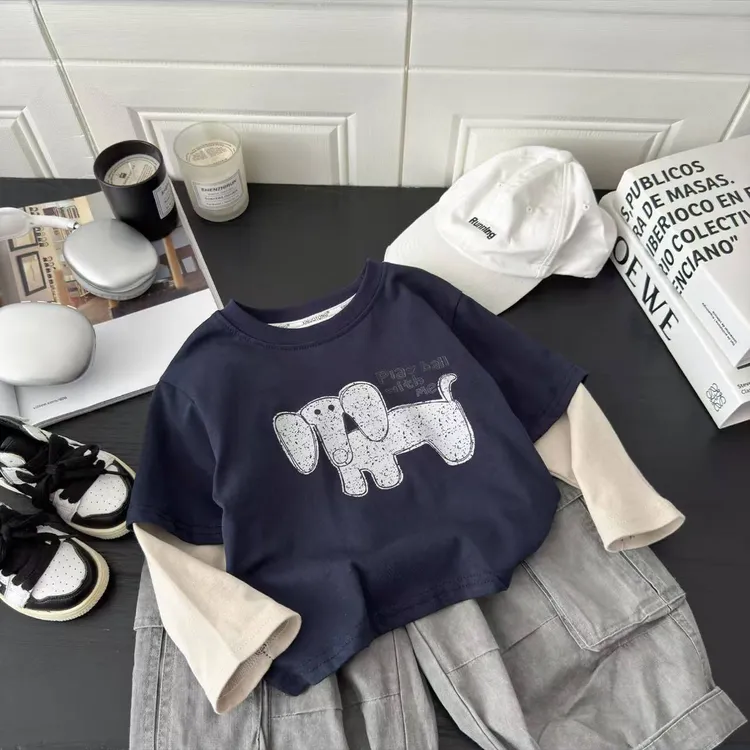 2025新款潮流休闲小象印花韩版洋气百搭长袖