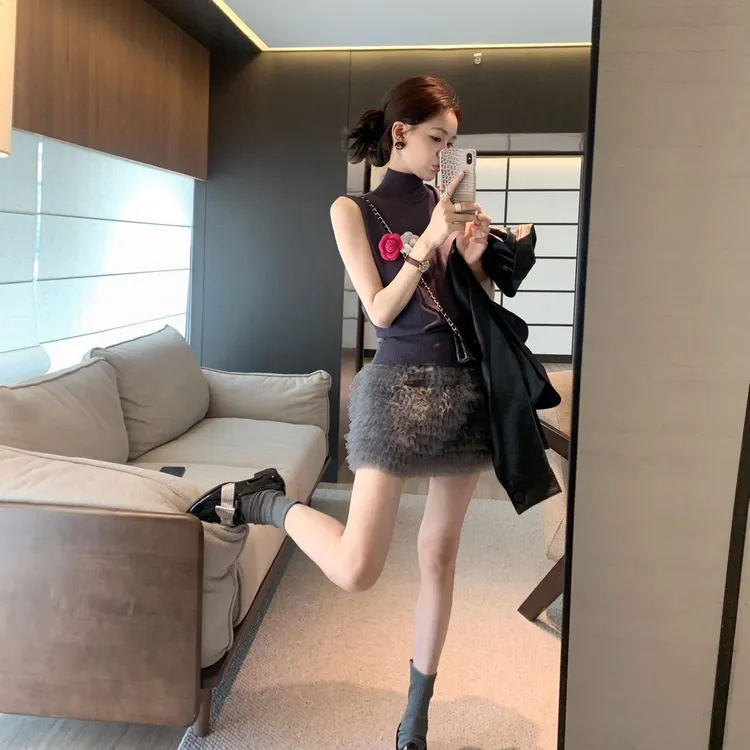 法式INS风少女风休闲风2025秋季新款时尚套装外套皮衣性感半裙女