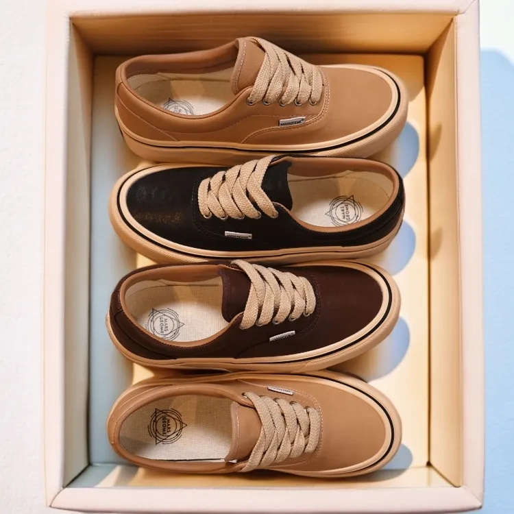 皮面时尚休闲板鞋油蜡皮复古板鞋帆布鞋低帮潮流英伦韩版鞋子男款