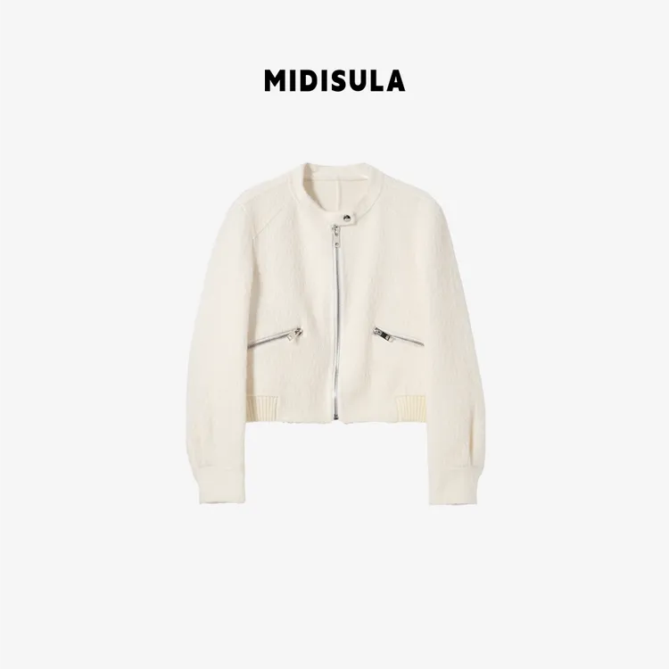 MDSL·欧洲冬季少女风苏丽大衣立领双拉链气显瘦休闲羊毛外套02377