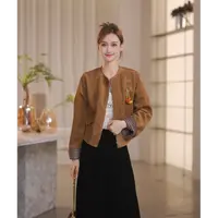 【Shaw Eleven】2025年秋女装新款圆领南瓜别针休闲拉链外套26378