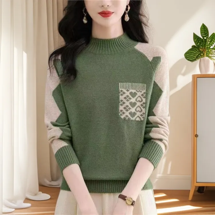 纯100女羊绒衫毛衣女2025年秋冬秋冬中年妈妈大码加厚半高领上衣