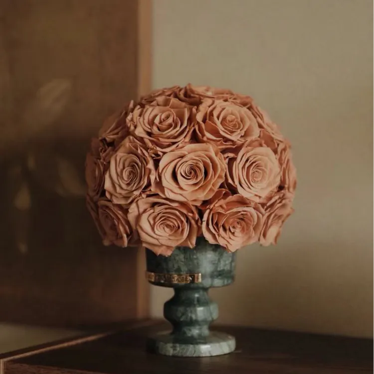 森林绿大理石玛瑙宝石玫瑰永生花MINOANHOMEY永生花礼盒家居摆件