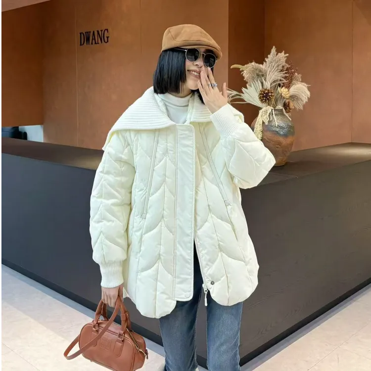 XPP特体大码针织披肩拼接假两件加厚压格棉服外套宽松上衣女装809