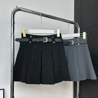 灰色亮片百褶半身裙女早春韩版高腰显瘦百搭防走光A字裙短裙