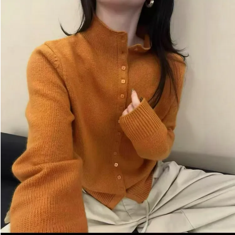 针织衫女开衫长袖秋装新款时尚洋气宽松毛衣打底衫纯色百搭上衣