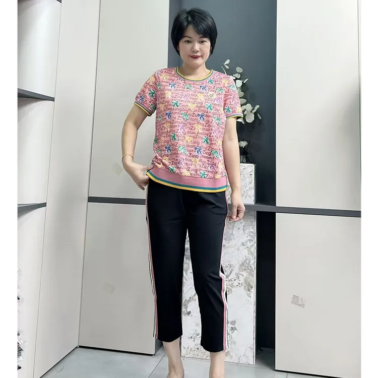 83525蝴蝶结时尚妈妈套装