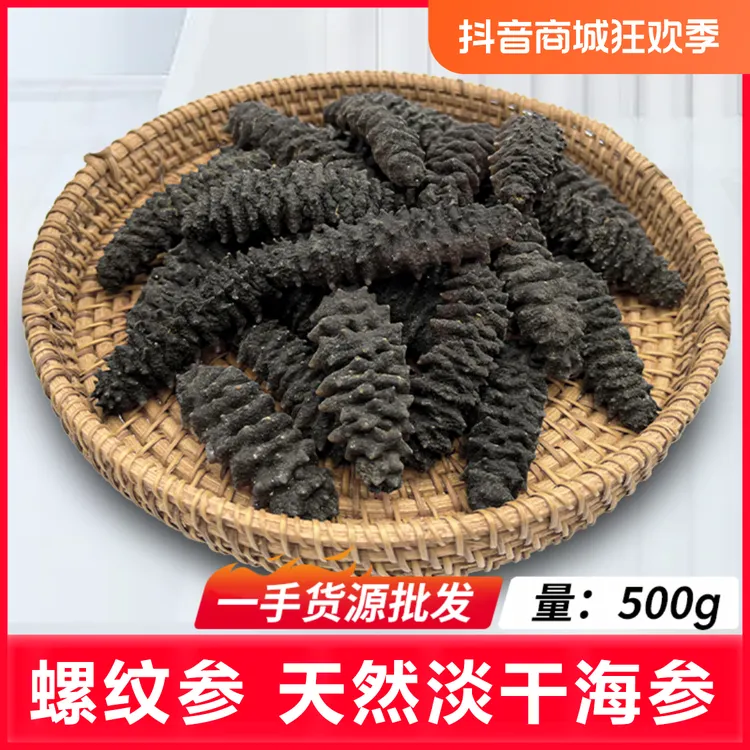 南美螺纹参龙纹参天然海参淡干参干货高营养（40头左右）500g