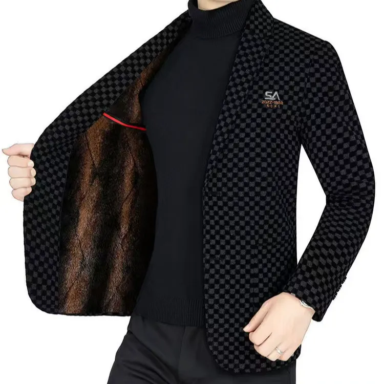 SA新款秋冬休闲西服男上衣帅气男士毛呢西装外套修身春秋便西厚