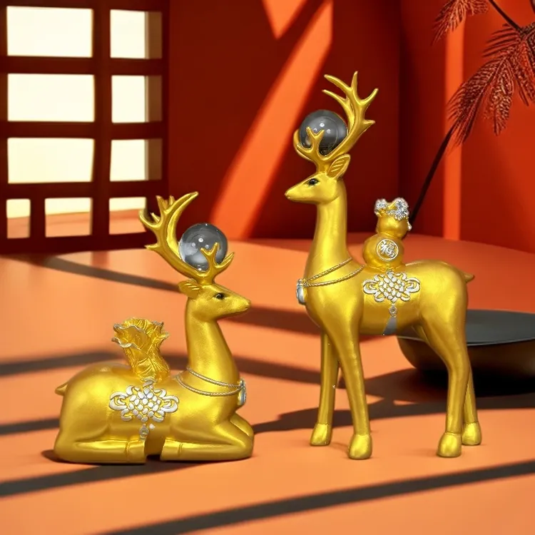 中式情侣鹿创意摆件电视柜酒柜装饰品客厅入户新房玄关暖居礼物