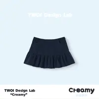 TWOI Design Lab "奶钱系列"「奶油藏蓝花苞毛呢半裙」