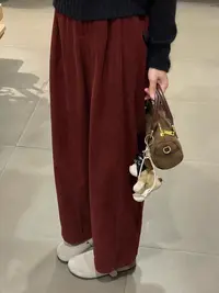复古灯芯绒裤子女2025年新款大码胖mm显瘦休闲裤慵懒风九分哈伦裤