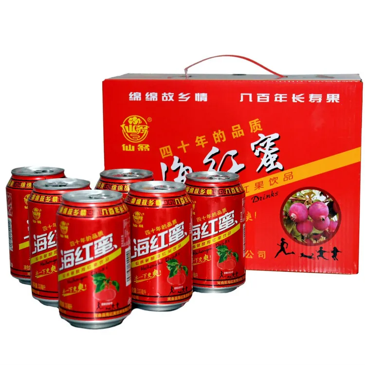 【仙翁海红蜜】山西河曲特产果汁碳酸饮料网红夏天解渴饮品310ml*12
