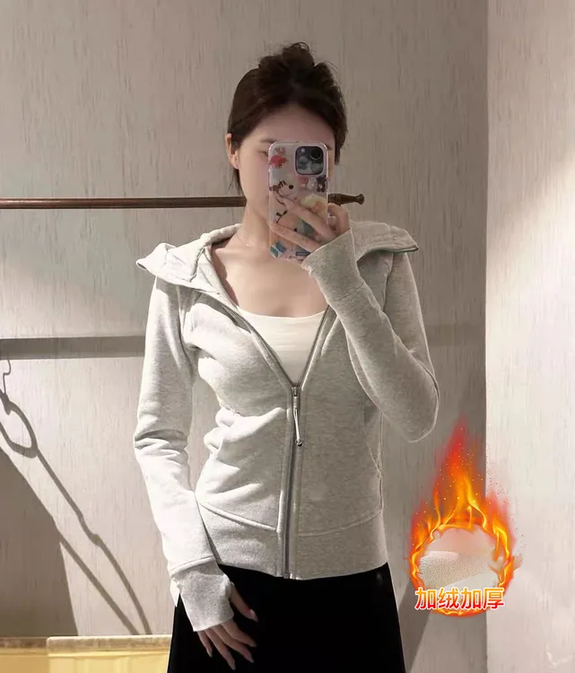 Scuba新款秋冬重磅卫衣加绒加厚长袖修身显瘦百搭运动连帽外套