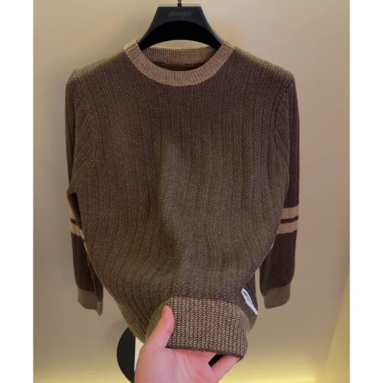 秋冬圆领加厚保暖高端针织衫毛衣男士时尚休闲内搭打底衫男装1128