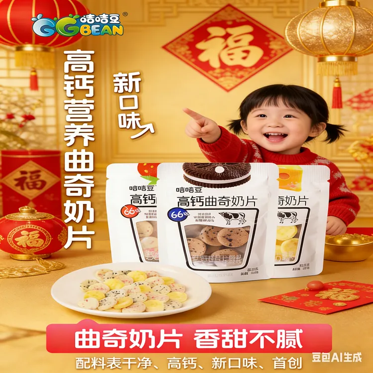 咭咭豆高钙曲奇奶片奶片糖牛奶片芝士草莓黑巧味牛奶贝花式奶贝