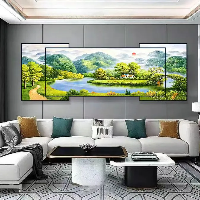 福居宝地客厅装饰画，沙发画，墙面背景画，床头画，晶瓷晶钻立体镶嵌