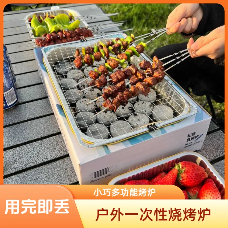 户外一次性烧烤炉便携式多功能室内小巧耐用烤肉串露营烧烤野餐