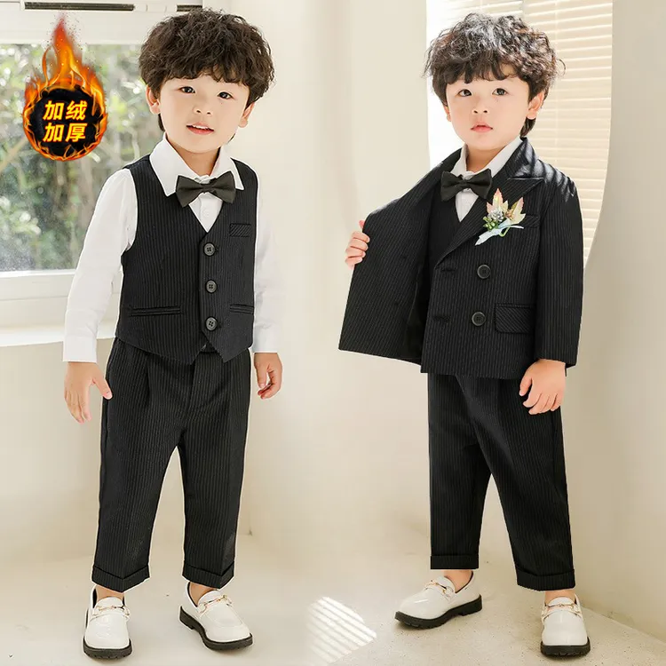宝宝西装三件套男童礼服套装花童男宝周岁生日小西装男春秋英伦风