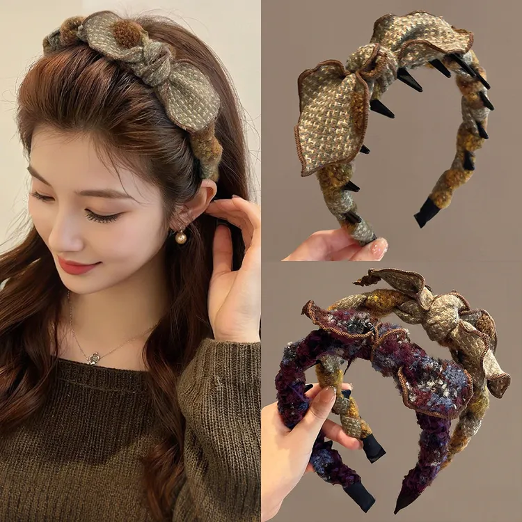 蝴蝶结高颅顶发箍女2025新款秋冬洗脸压发头箍日常外戴压发卡头饰