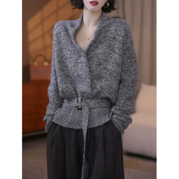 高级感时尚韩版加厚针织衫女2025秋冬新款设计收腰显瘦百搭毛衣衫