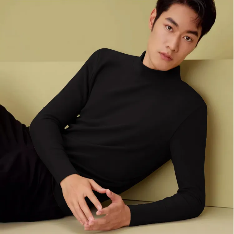 燕苹秋冬季新男款半高领保暖加绒吸湿透气贴身发热德绒打底B06316