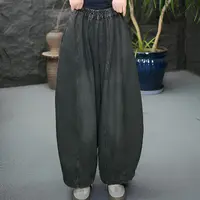 FF【加绒加厚】女装牛仔裤夏季做旧复古哈伦裤秋季灯笼裤厚款阔腿裤