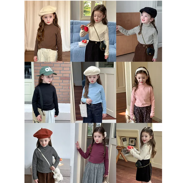 【基础款打底】秋款8色儿童中领打底衫半高领内搭上衣打底衫24Y013