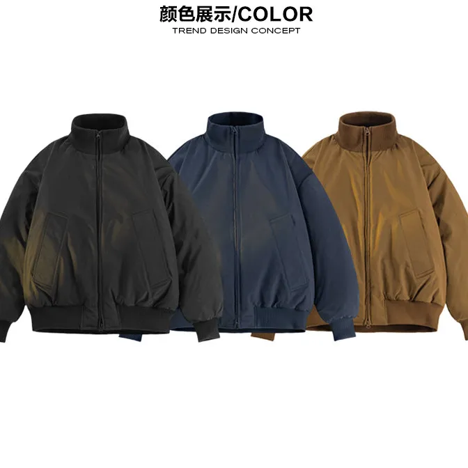 美式复古短款cleanfit飞行员立领棉服夹克男款廓形bomber棉衣外套